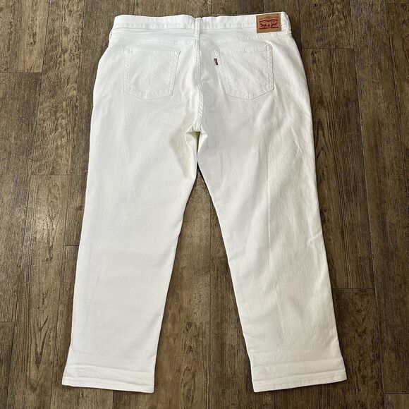 Levi's BOYFRIEND Womens Size 20W White Mid Rise Crop Jeans Denim Pants 39x27.5 - Picture 2 of 14